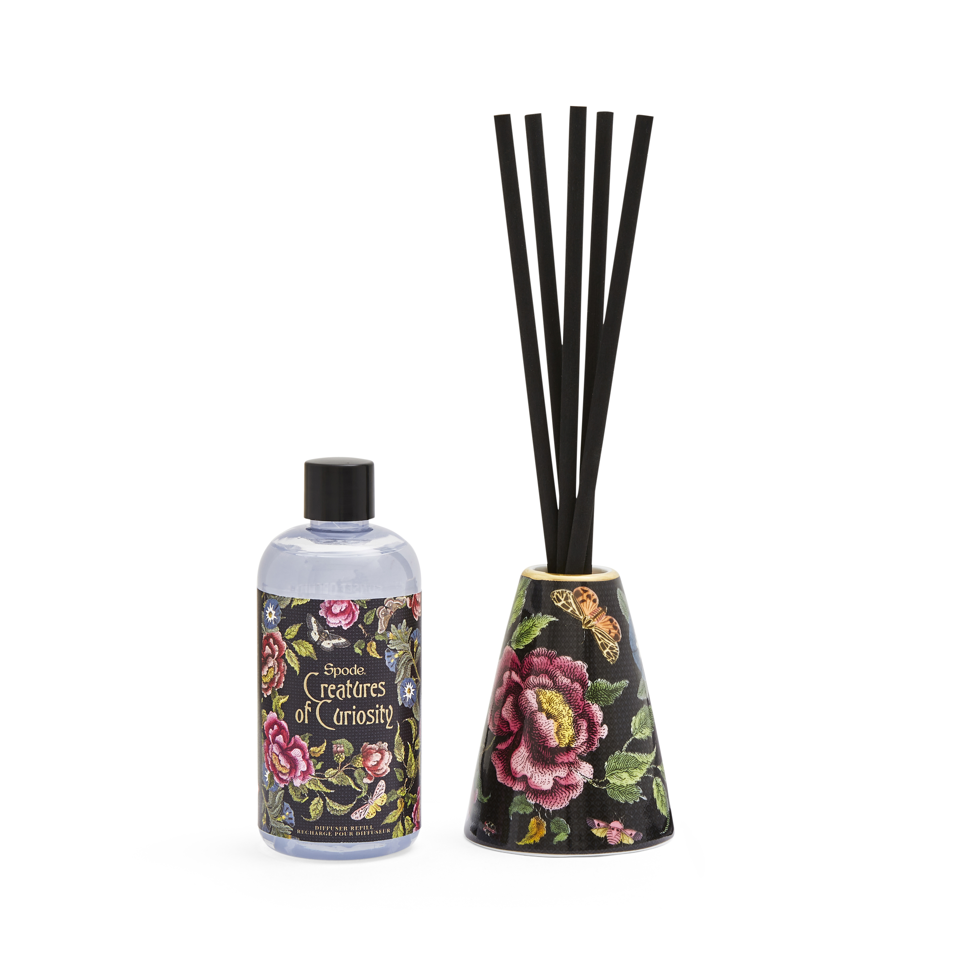 Creatures of Curiosity Cream Dark Floral Reed Diffuser image number null